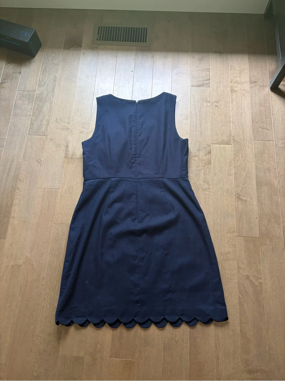 J. Crew Navy Scallop-Hem Sleeveless Shift Dress